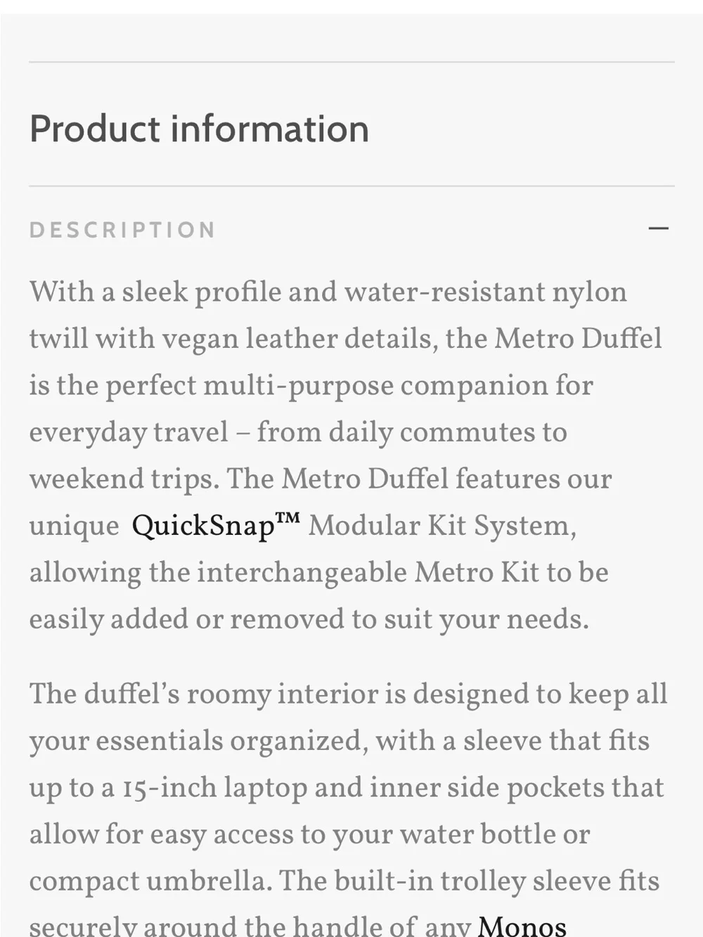 MONOS Metro Duffle Juniper Green